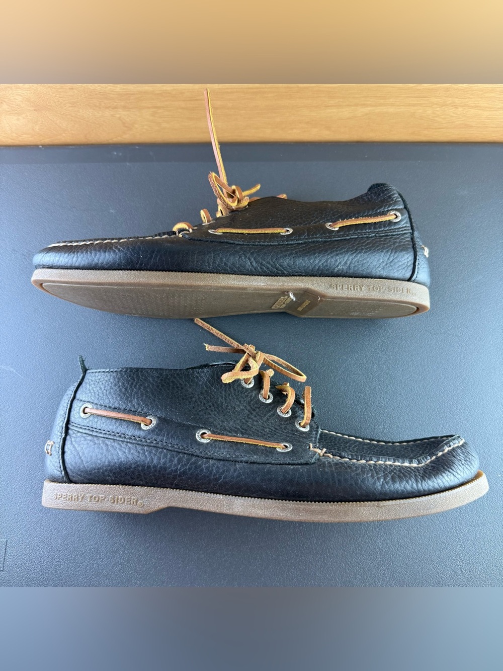 Sperry Mens 10.5 M Black Leather Authentic Original Chukka Ankle Boots STS12080